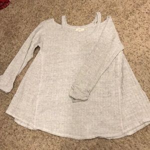 Cute cold shoulder gray tunic